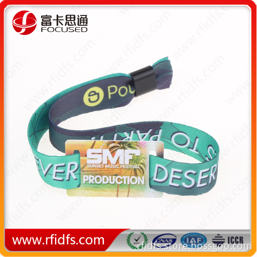 Custom Logo NTAG213 NFC fabric wristband for festival/payment/club